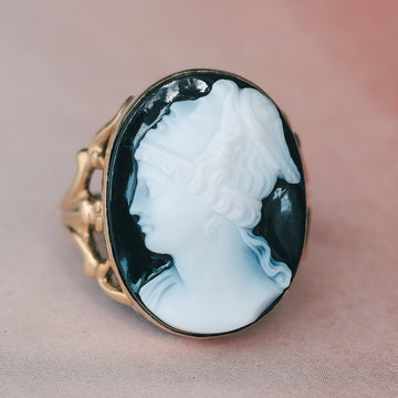Neoclassical Athena Gorgolophas Cameo Ring - Lost Owl Jewelry