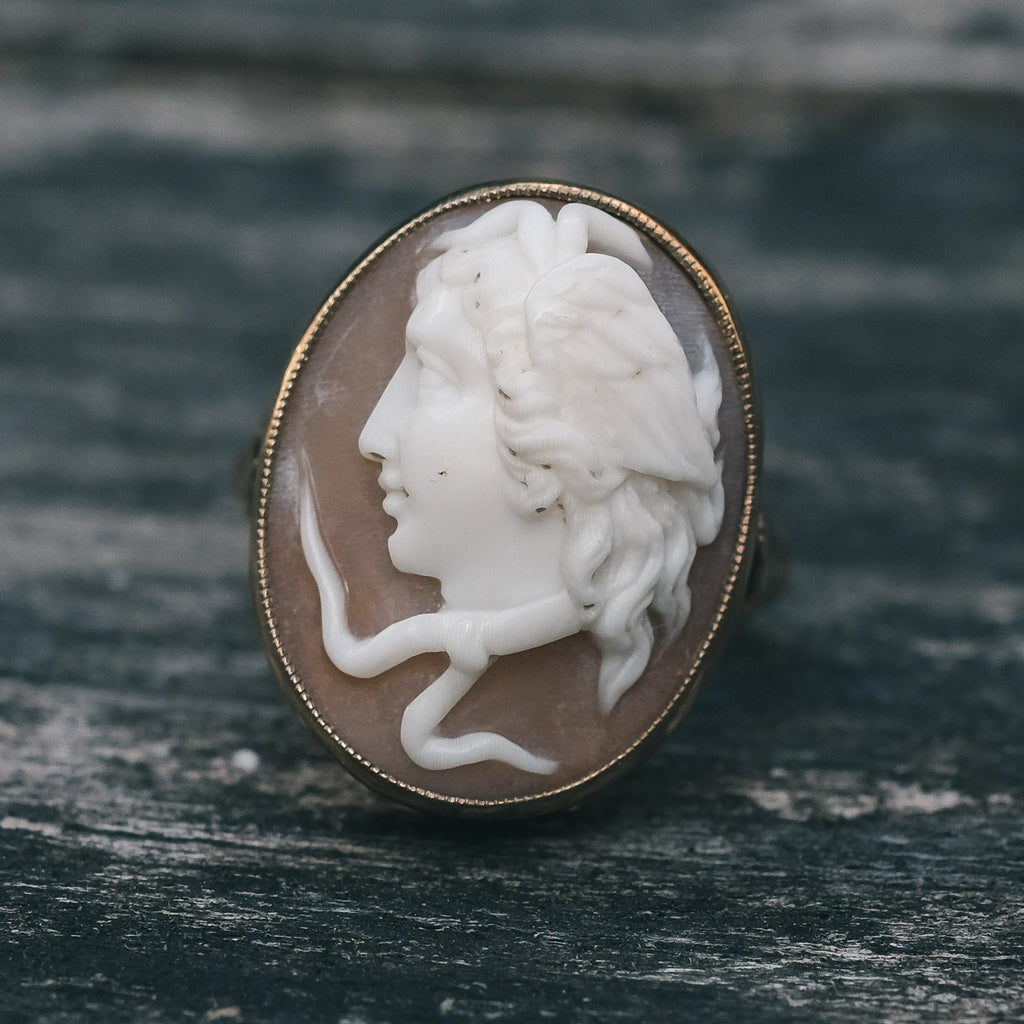 Neoclassical Medusa Cameo Ring - Lost Owl Jewelry