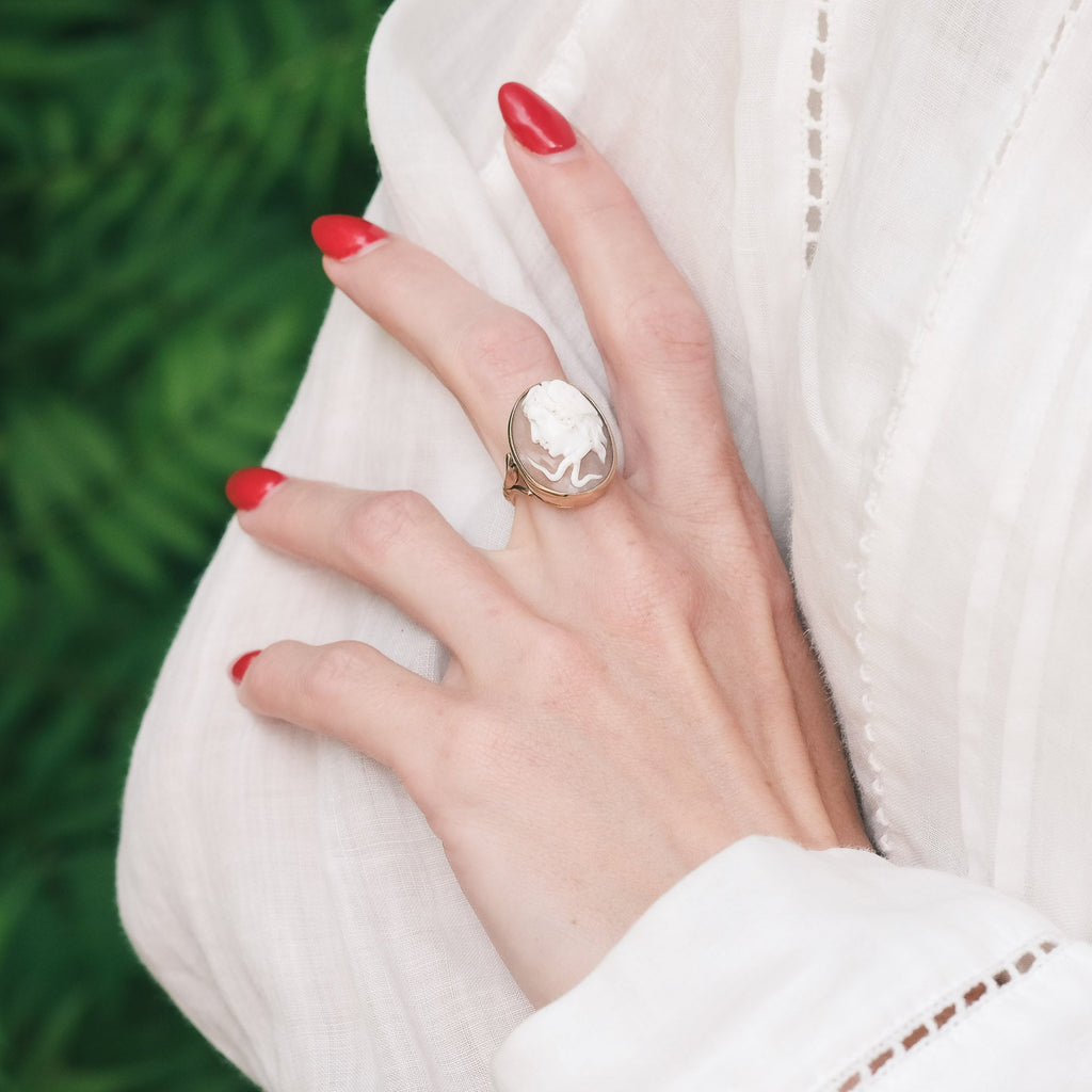 Neoclassical Medusa Cameo Ring - Lost Owl Jewelry