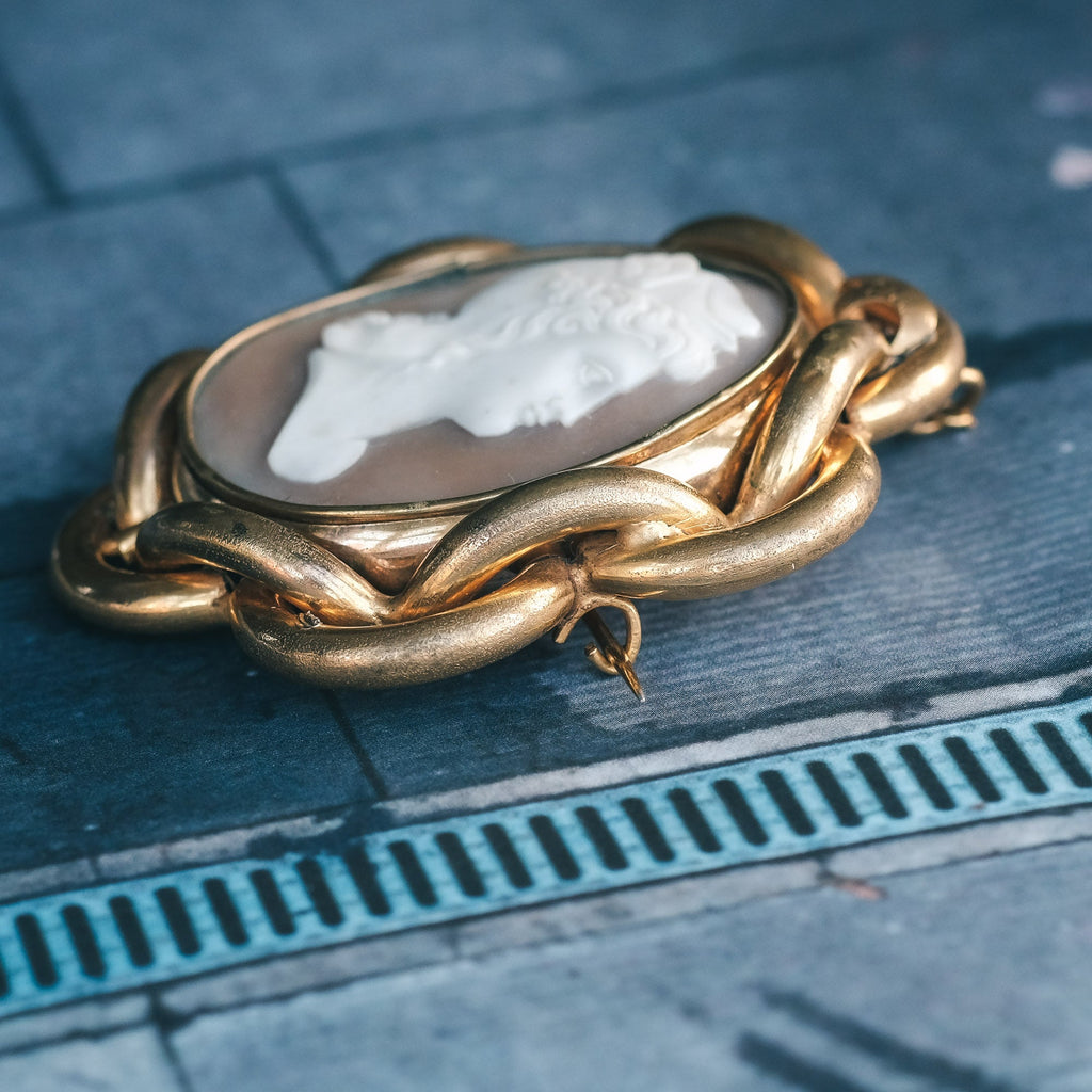 Neoclassical Perseus Cameo Brooch - Lost Owl Jewelry