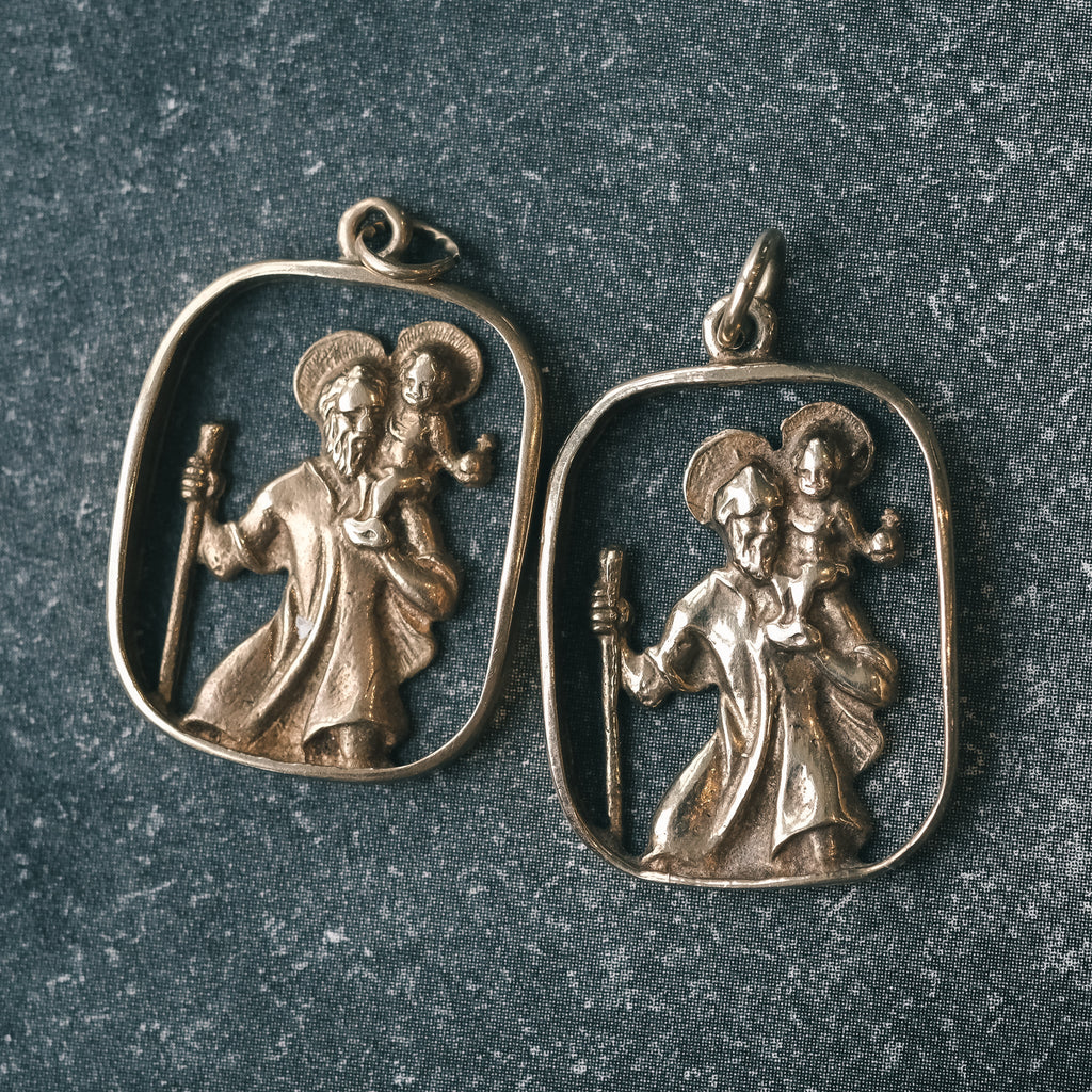 Pair of St Christopher Pendants - Lost Owl Jewelry