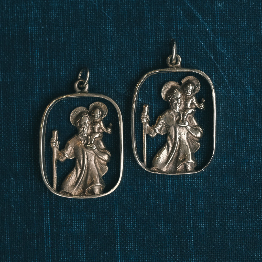 Pair of St Christopher Pendants - Lost Owl Jewelry
