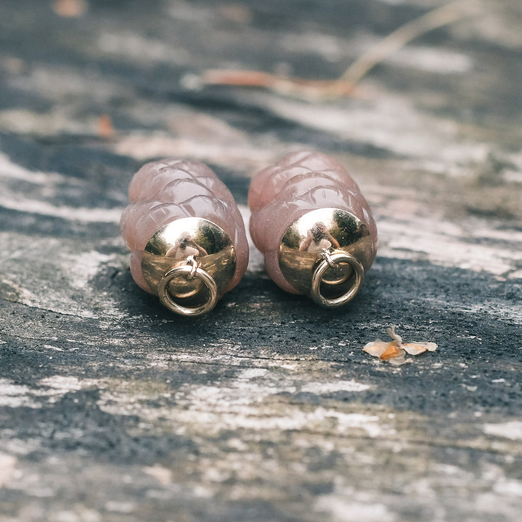 Pair of Sunstone Pinecone Pendants - Lost Owl Jewelry