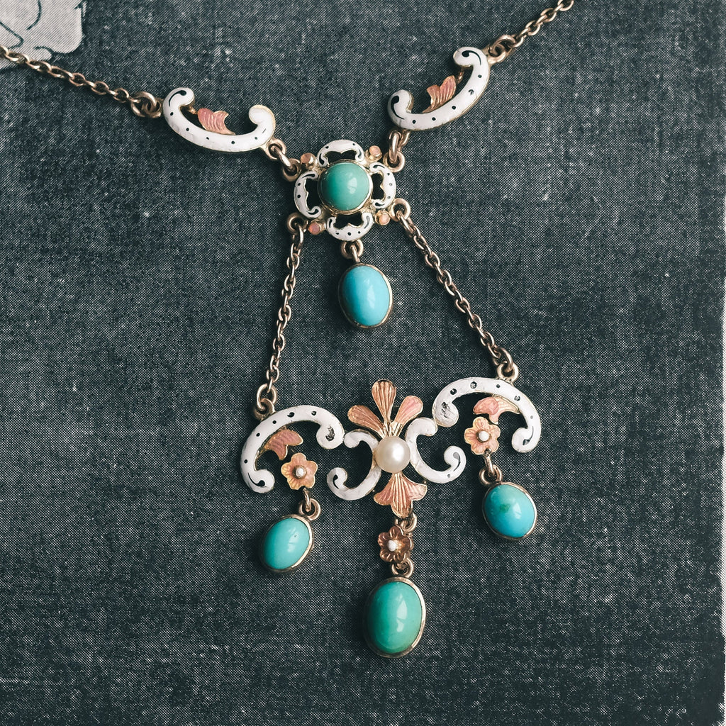 Renaissance Revival Enamel Necklace - Lost Owl Jewelry