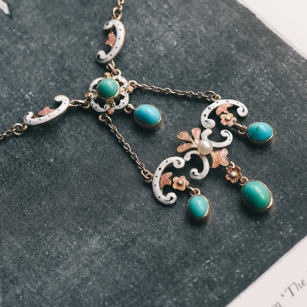 Renaissance Revival Enamel Necklace - Lost Owl Jewelry