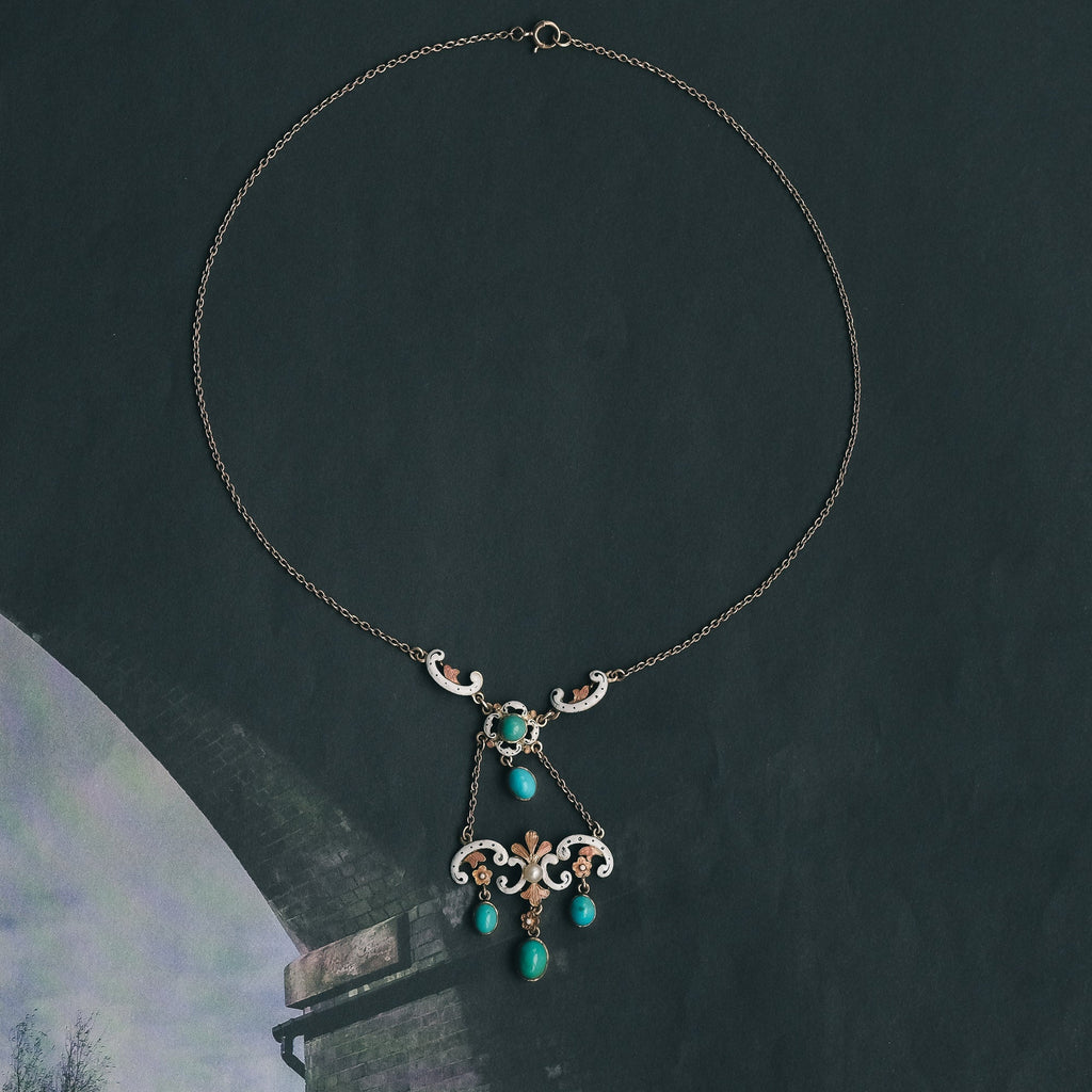 Renaissance Revival Enamel Necklace - Lost Owl Jewelry