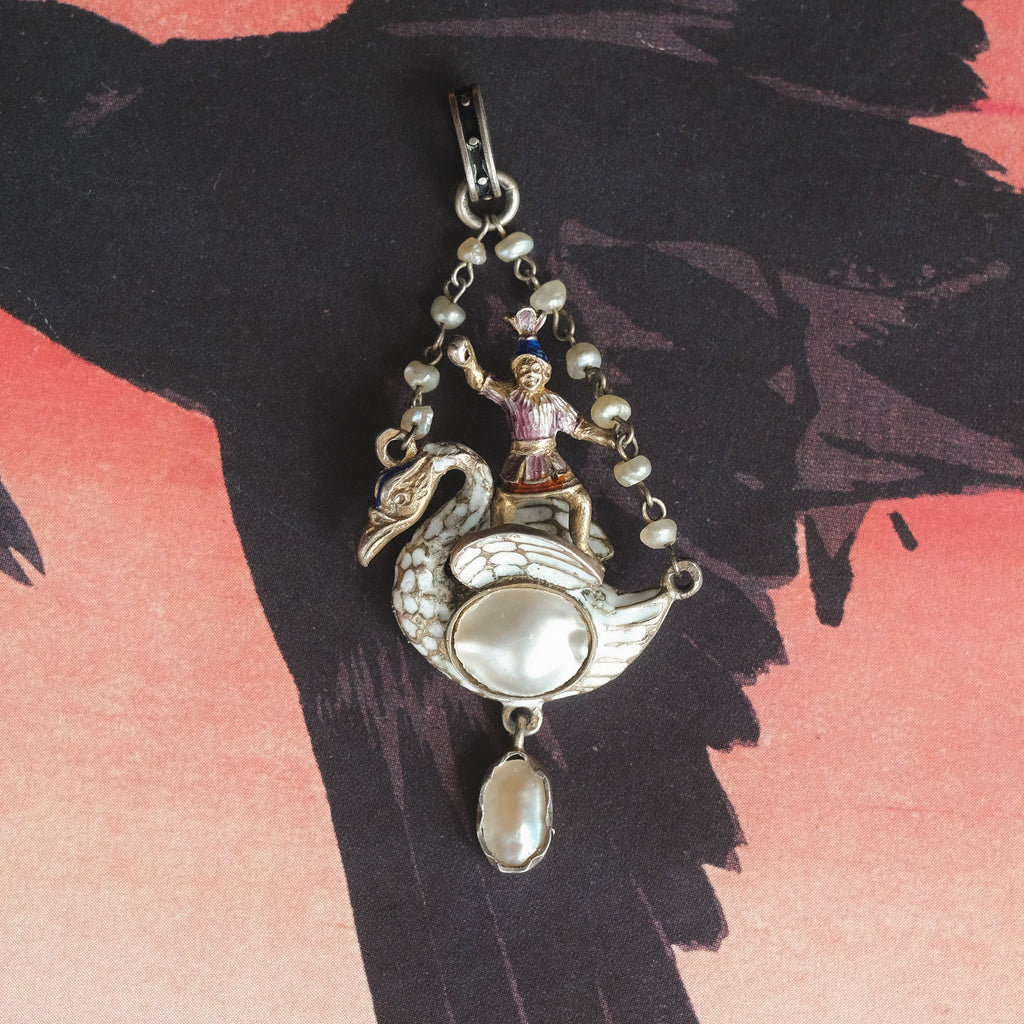 Renaissance Revival Swan Rider Pendant – Lost Owl Jewelry