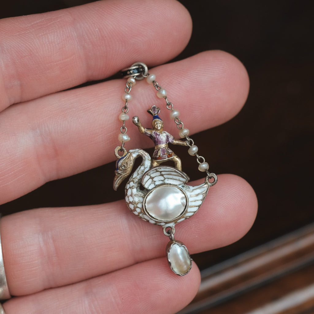 Renaissance Revival Swan Rider Pendant – Lost Owl Jewelry