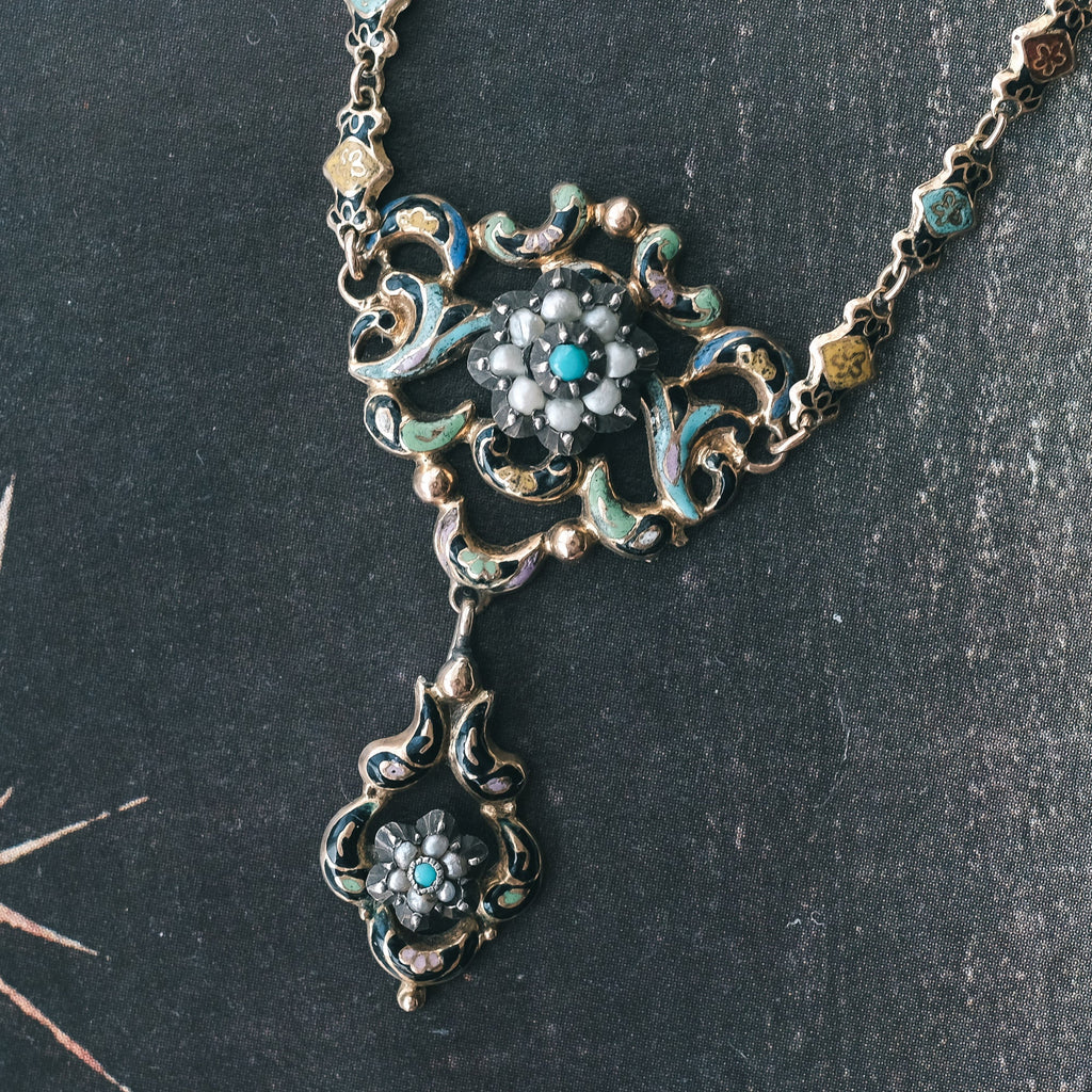 Revivalist Harlequin Enamel Necklace - Lost Owl Jewelry