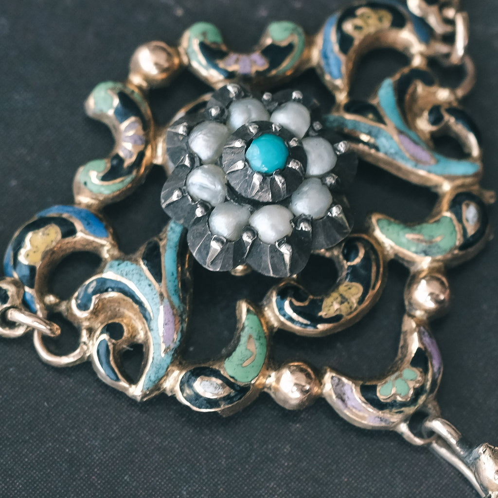 Revivalist Harlequin Enamel Necklace - Lost Owl Jewelry