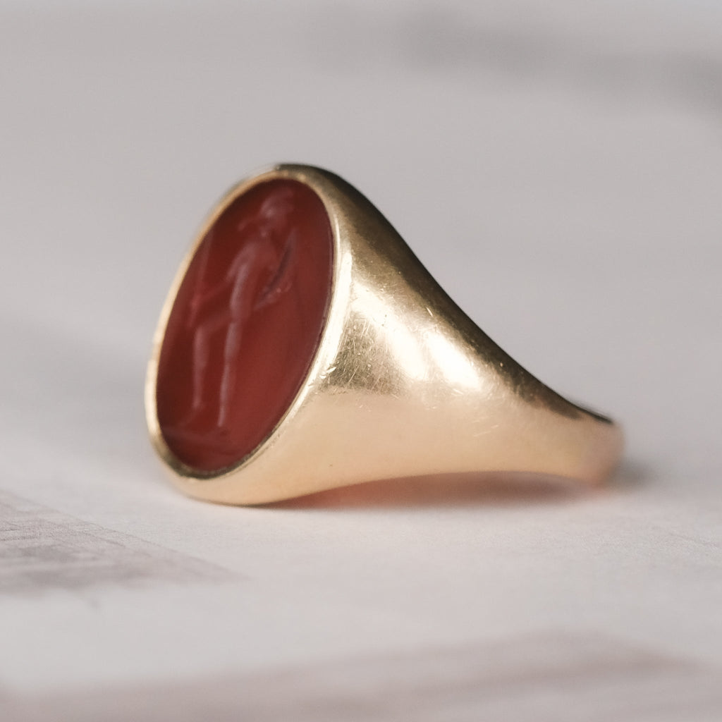 Roman "Spartan" Intaglio Signet Ring - Lost Owl Jewelry