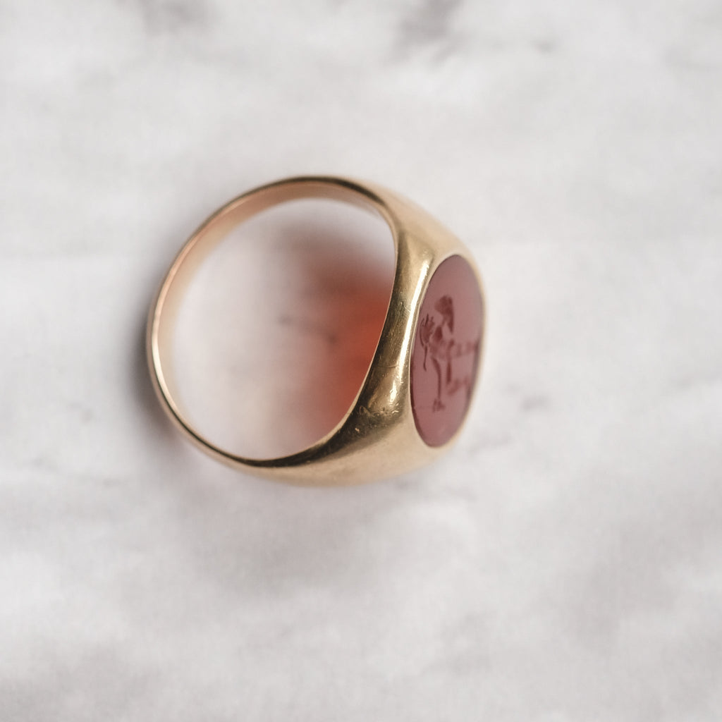Roman "Spartan" Intaglio Signet Ring - Lost Owl Jewelry
