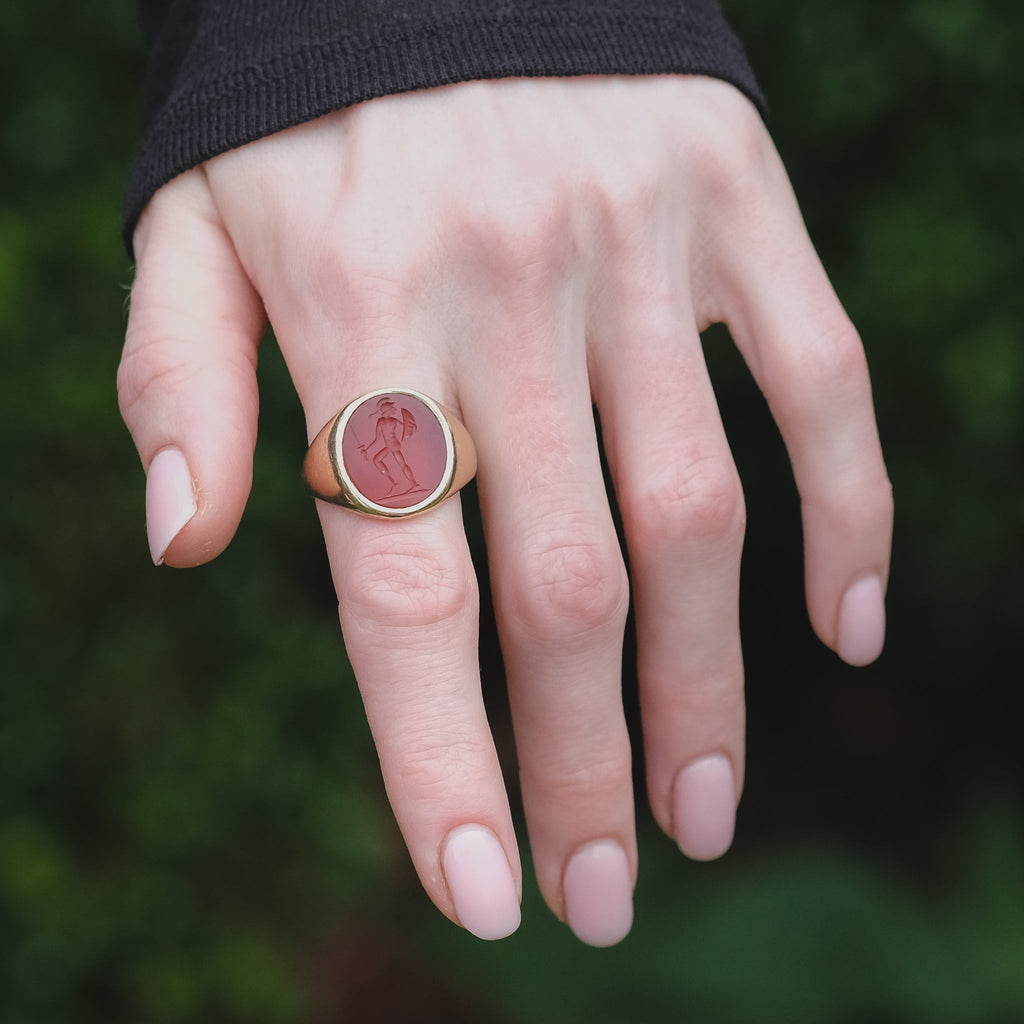 Roman "Spartan" Intaglio Signet Ring - Lost Owl Jewelry