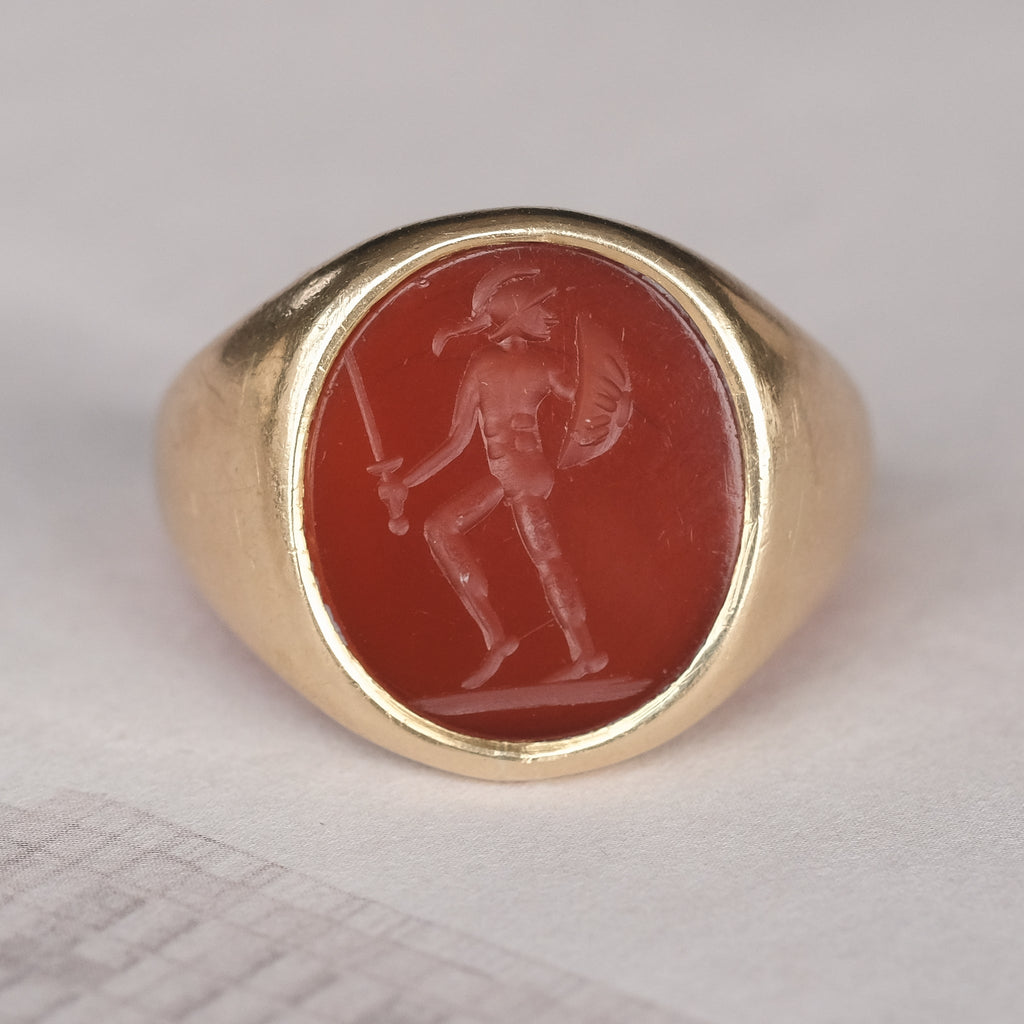 Roman "Spartan" Intaglio Signet Ring - Lost Owl Jewelry