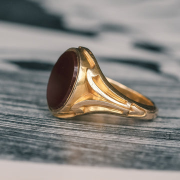 Victorian 18ct Gold Carnelian Signet Ring - Lost Owl Jewelry