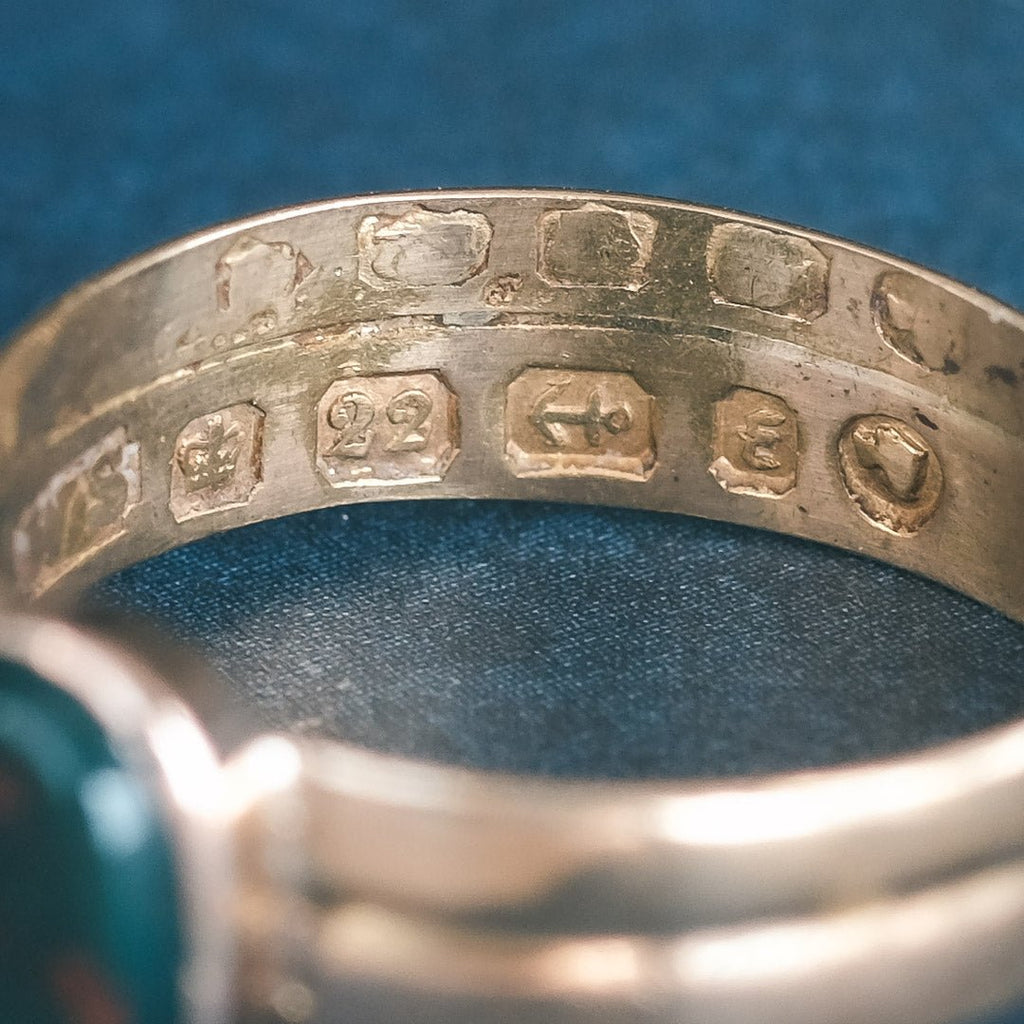 Victorian 22ct Bloodstone Signet Ring - Lost Owl Jewelry