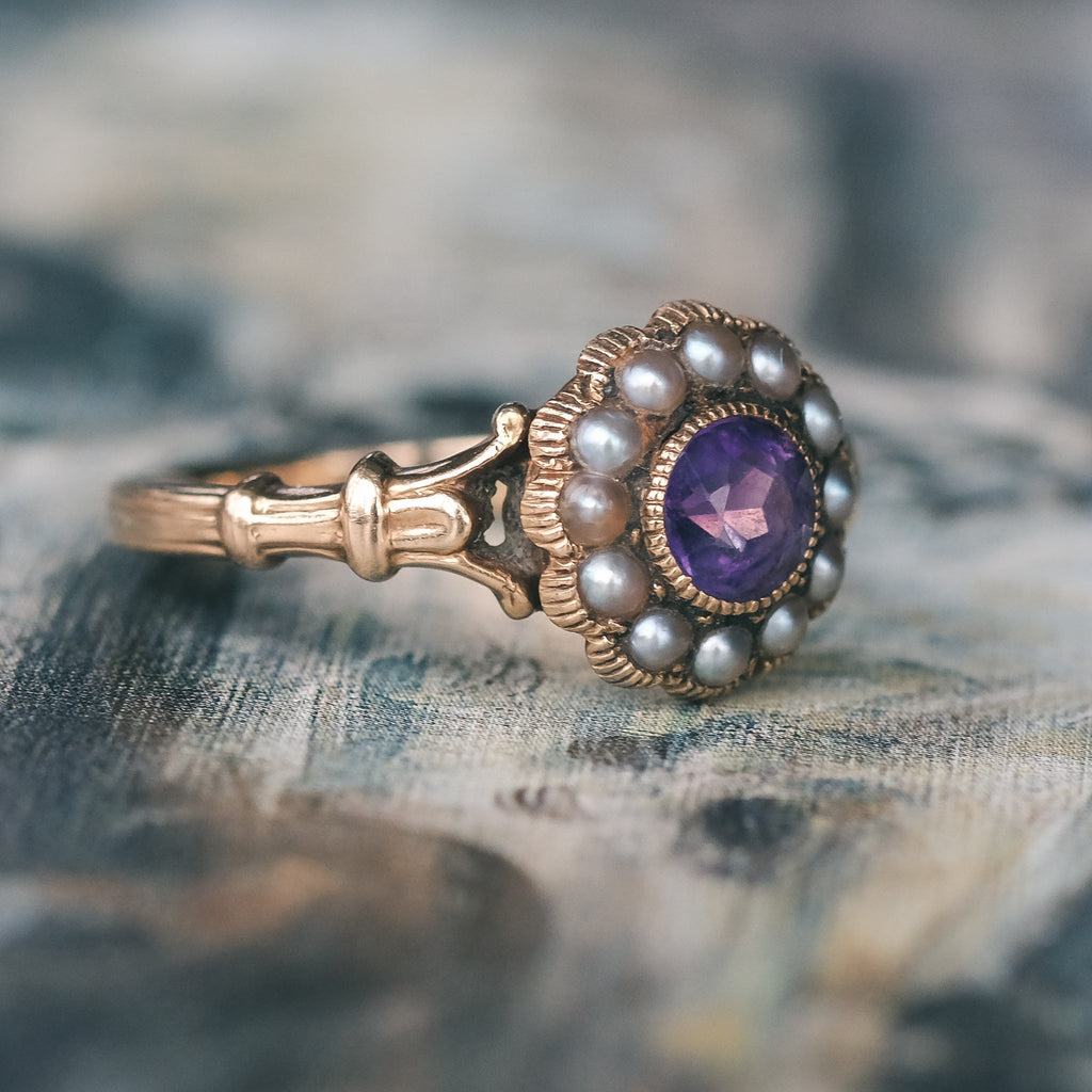 Victorian Amethyst Cluster Ring - Lost Owl Jewelry