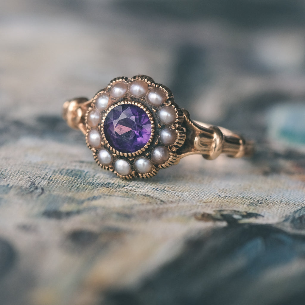 Victorian Amethyst Cluster Ring - Lost Owl Jewelry