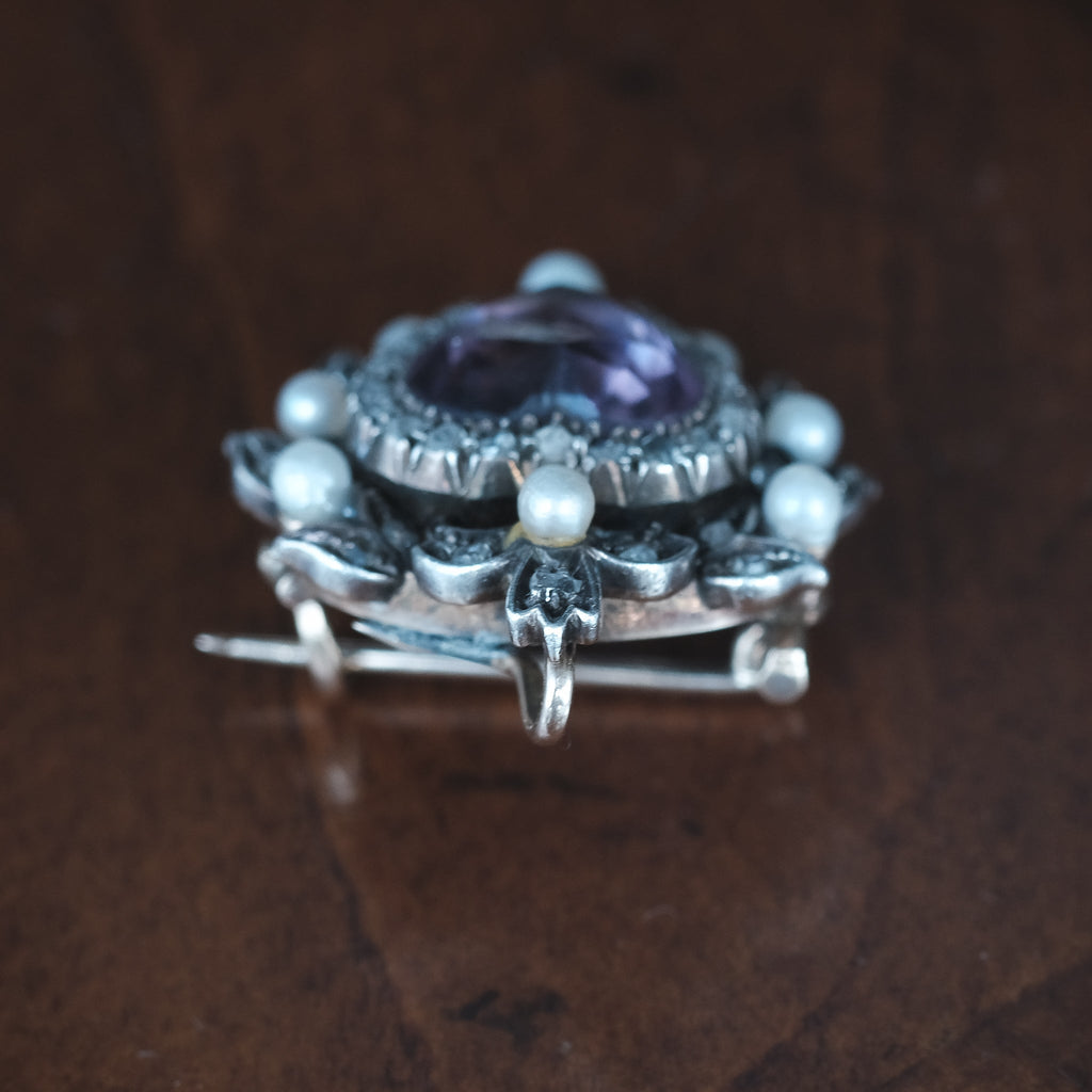 Victorian Amethyst Heart Brooch - Lost Owl Jewelry