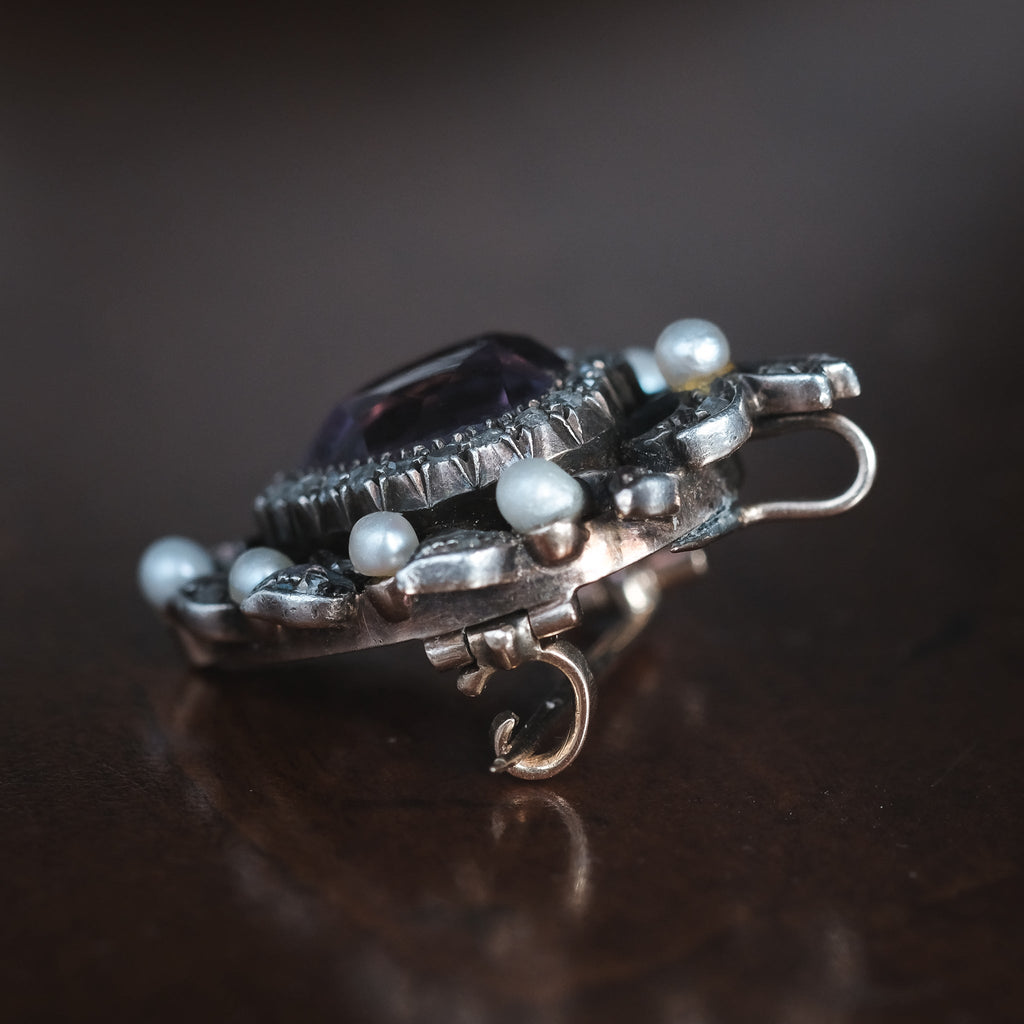 Victorian Amethyst Heart Brooch - Lost Owl Jewelry