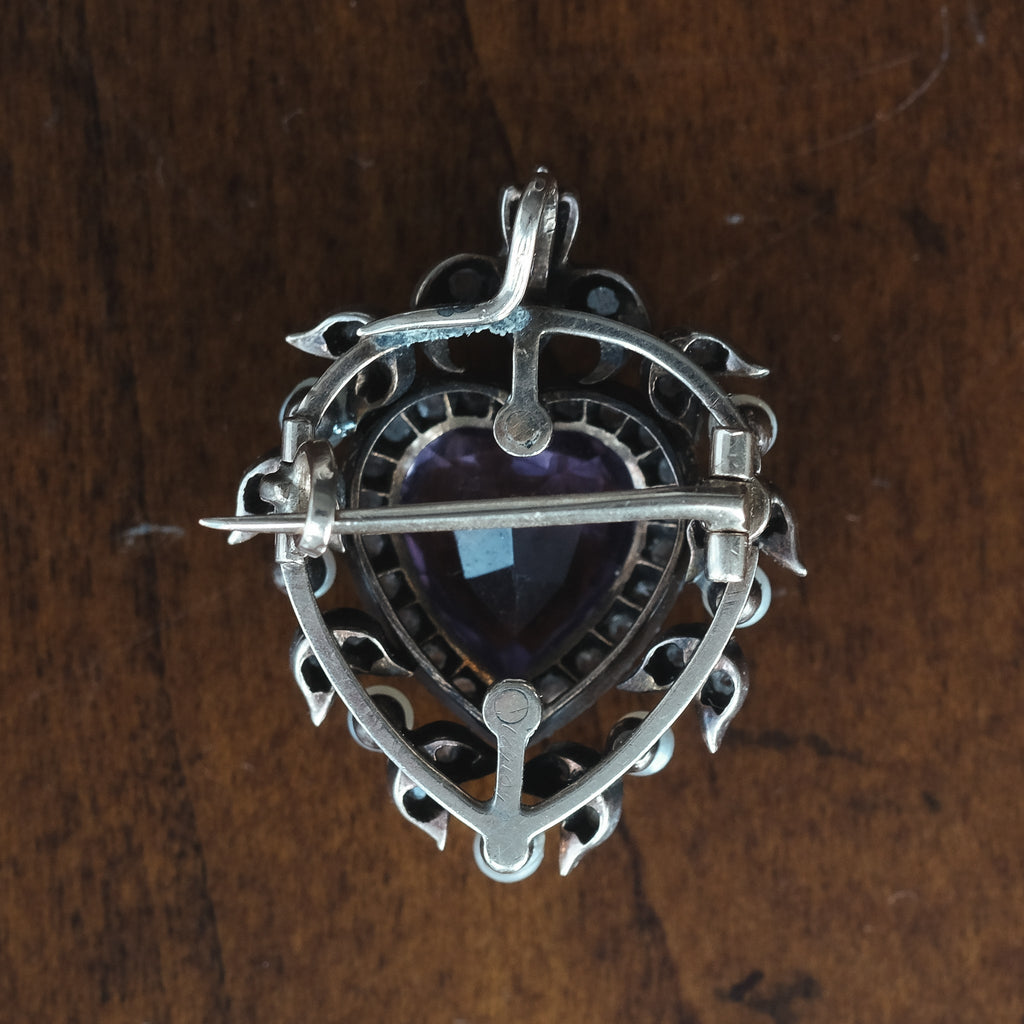 Victorian Amethyst Heart Brooch - Lost Owl Jewelry