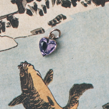 Victorian Amethyst Heart Charm - Lost Owl Jewelry