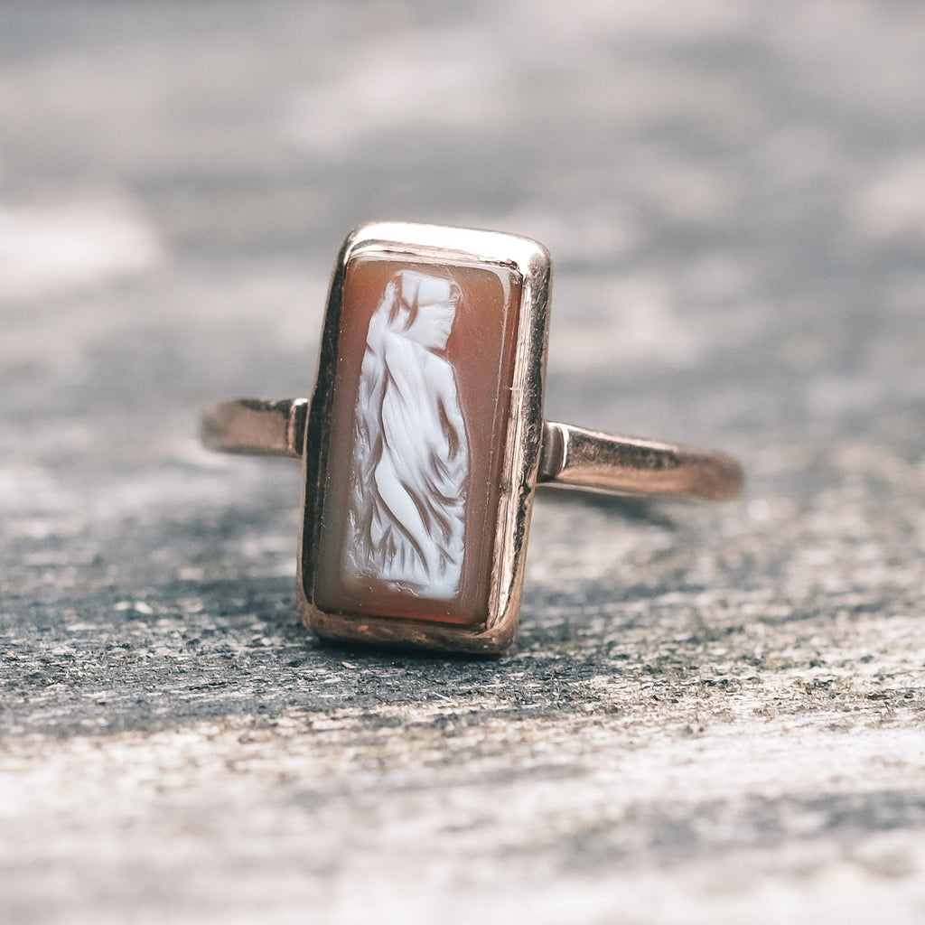 Victorian Aquarius Cameo Ring - Lost Owl Jewelry