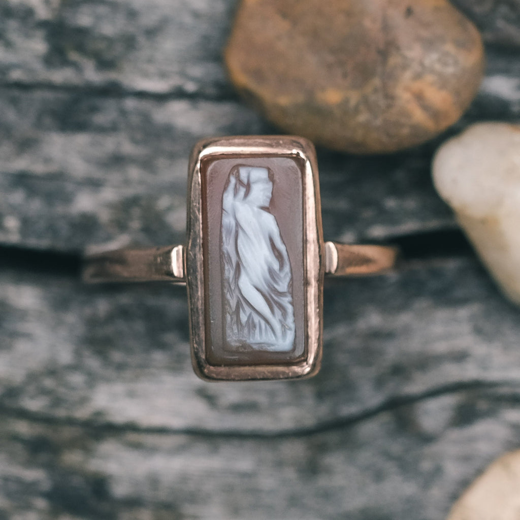 Victorian Aquarius Cameo Ring - Lost Owl Jewelry