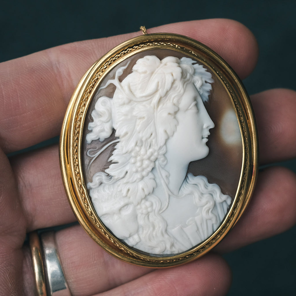 Victorian Bacchant Cameo Brooch - Lost Owl Jewelry