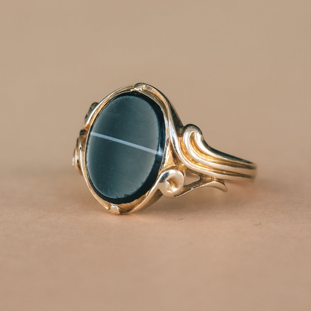 Victorian Banded Agate Signet Ring - Lost Owl Jewelry