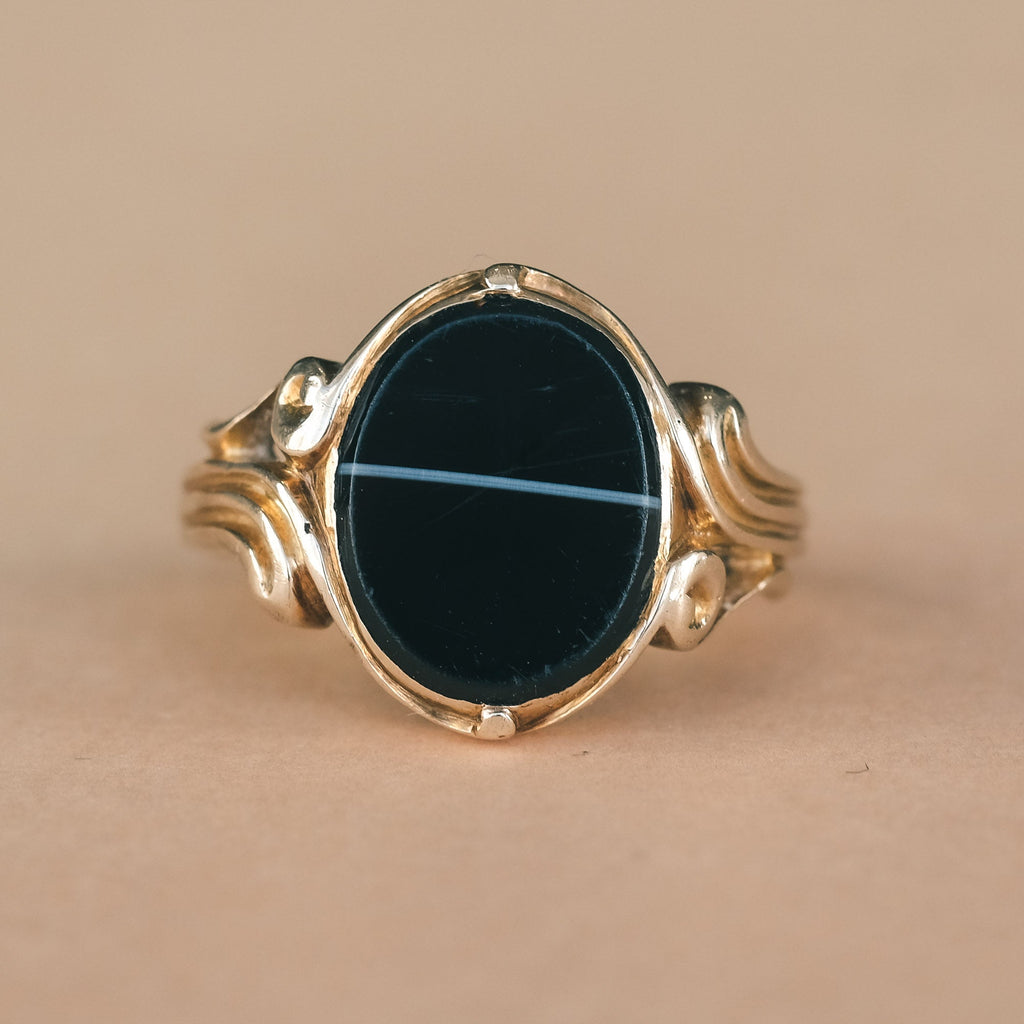 Victorian Banded Agate Signet Ring - Lost Owl Jewelry