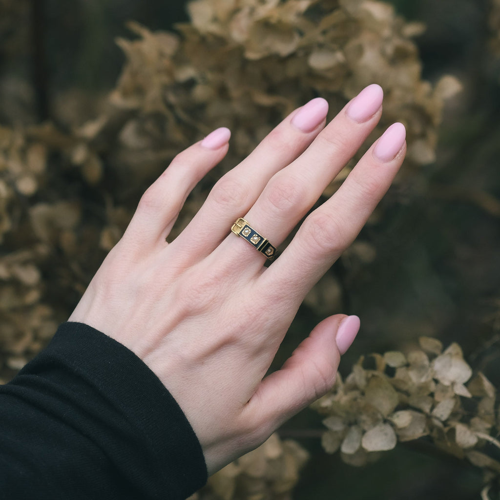 Victorian Black Buckle Mourning Ring - Lost Owl Jewelry