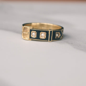 Victorian Black Buckle Mourning Ring - Lost Owl Jewelry