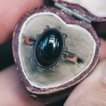 Victorian Black Cabochon Ring - Lost Owl Jewelry