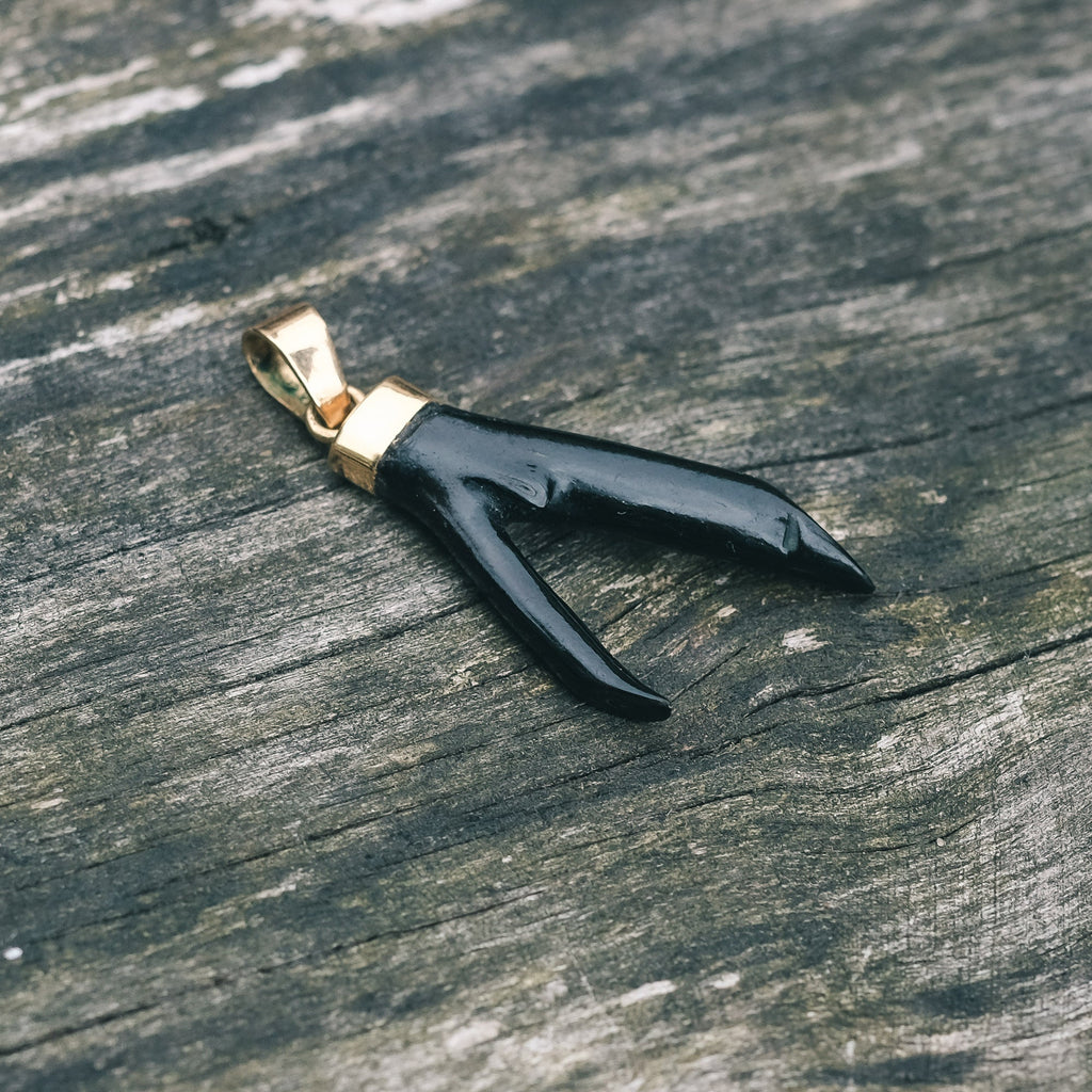 Victorian Black Coral Amulet - Lost Owl Jewelry