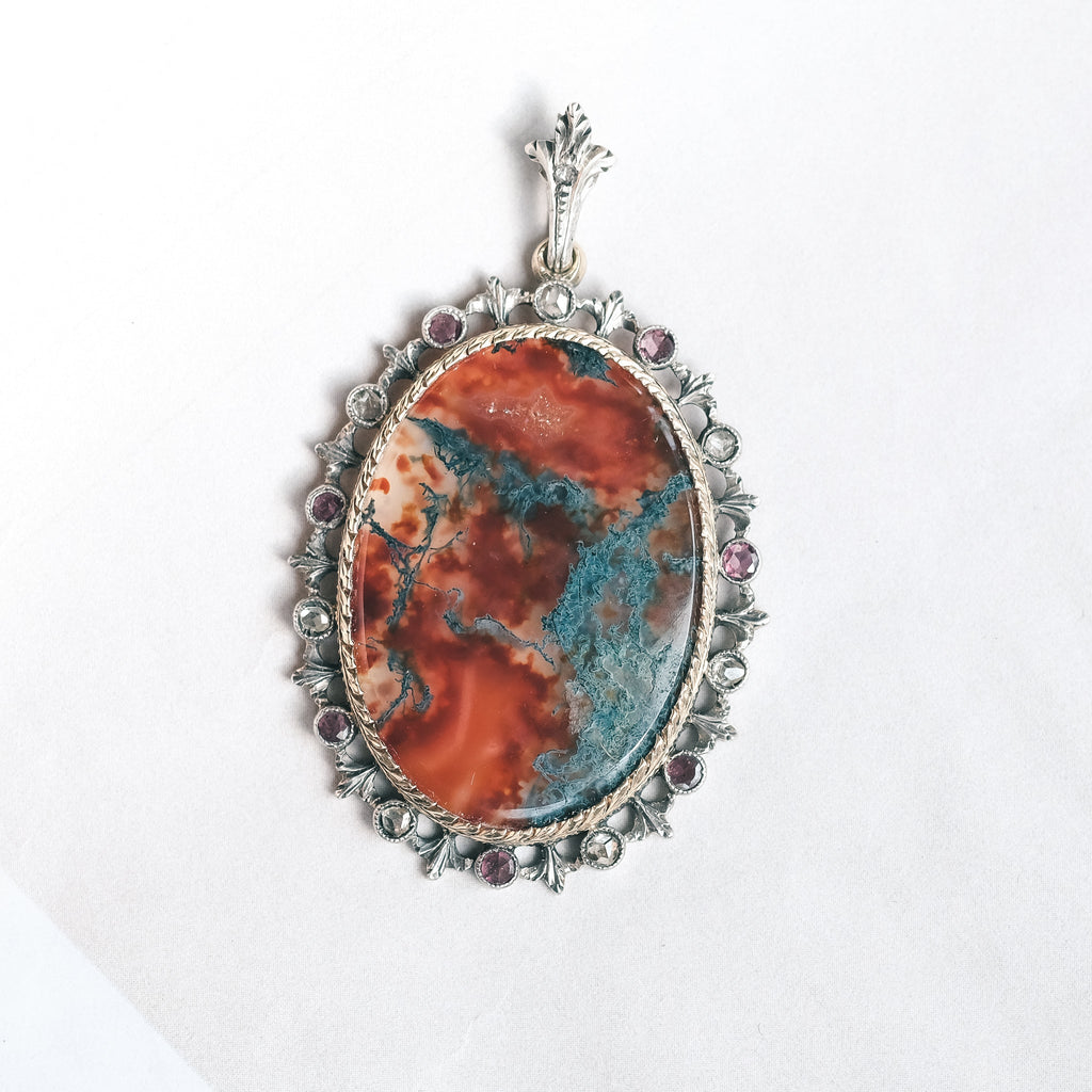 Victorian Blood Agate Pendant - Lost Owl Jewelry