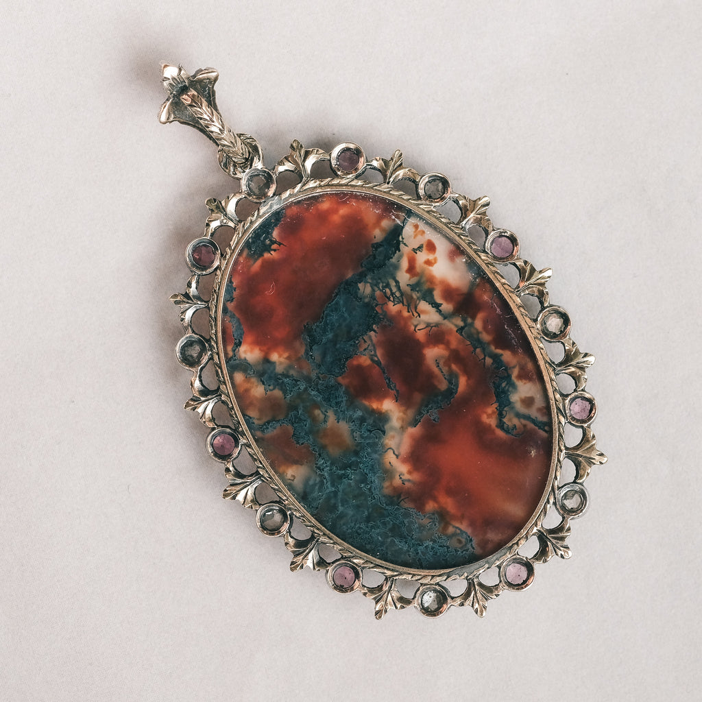 Victorian Blood Agate Pendant - Lost Owl Jewelry
