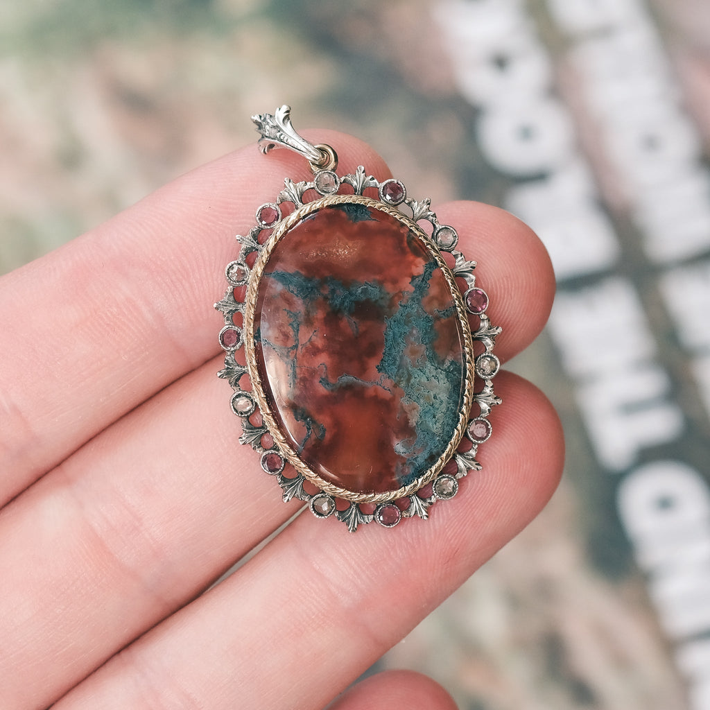 Victorian Blood Agate Pendant - Lost Owl Jewelry