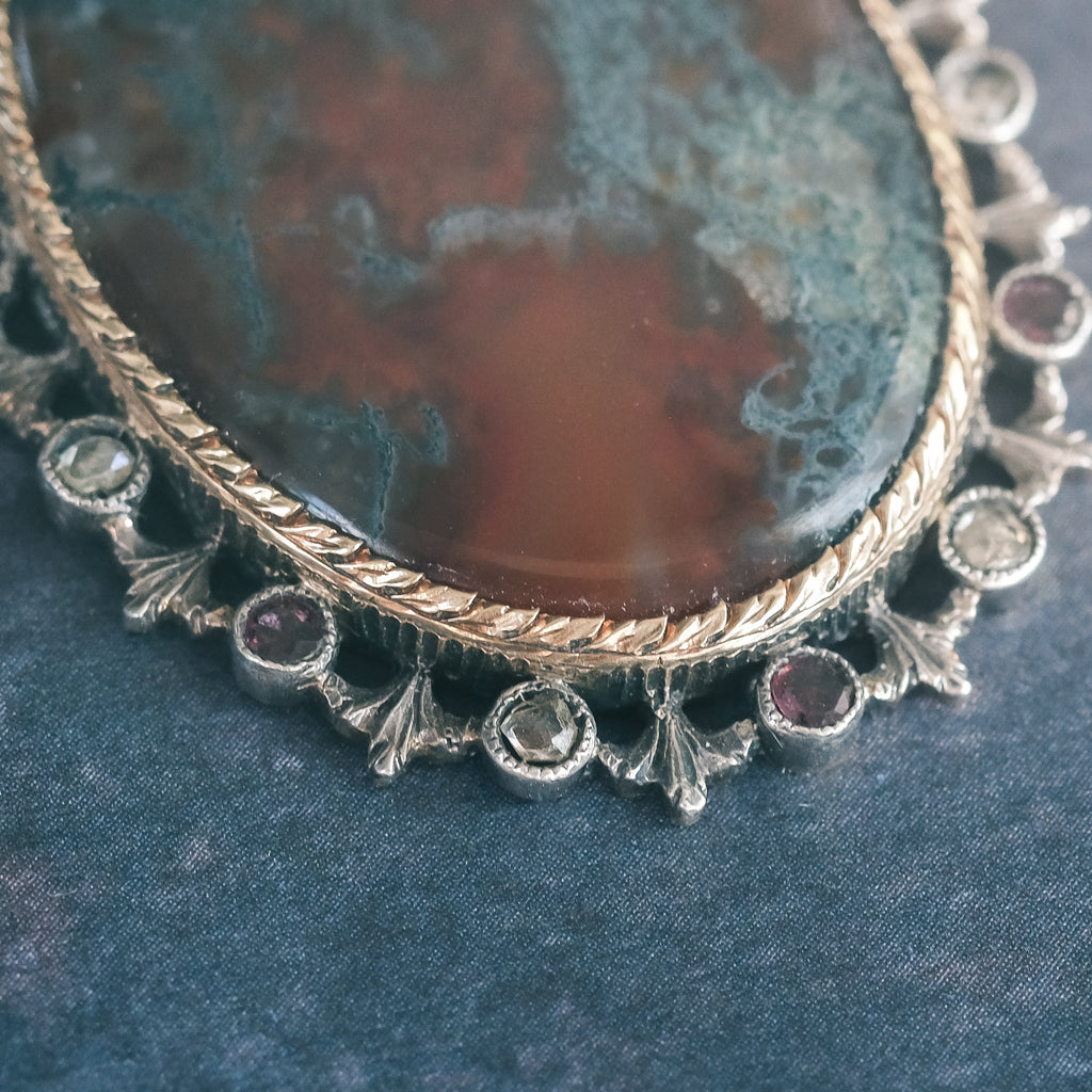 Victorian Blood Agate Pendant - Lost Owl Jewelry