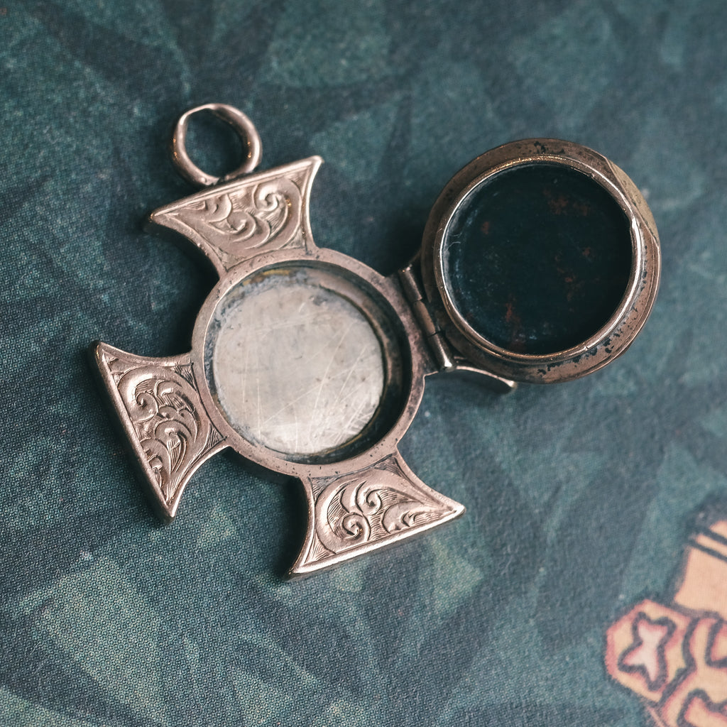 Victorian Bloodstone Cross Locket - Lost Owl Jewelry