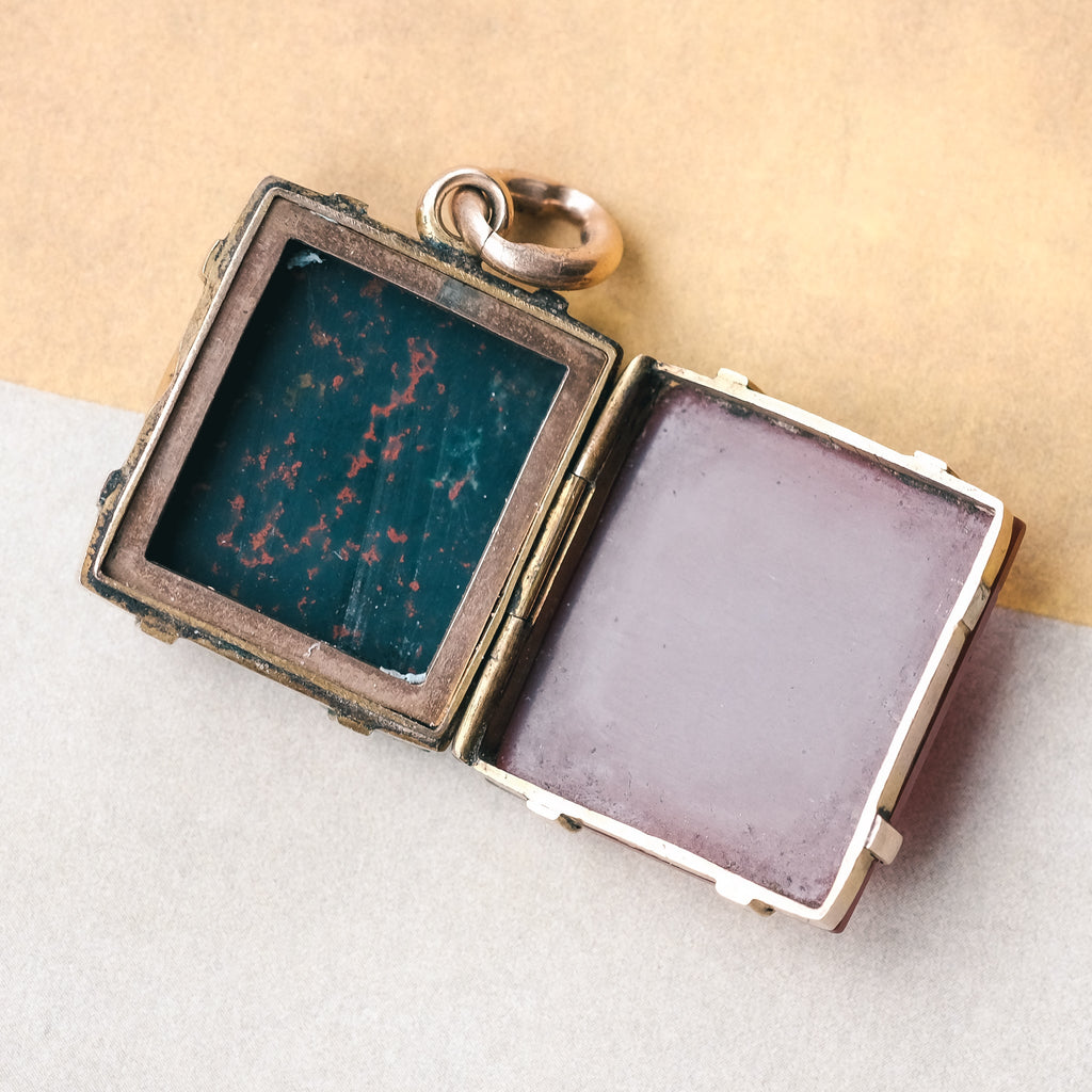 Victorian Bloodstone Locket - Lost Owl Jewelry