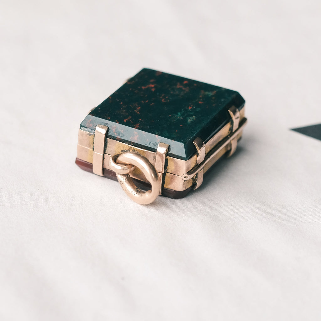 Victorian Bloodstone Locket - Lost Owl Jewelry