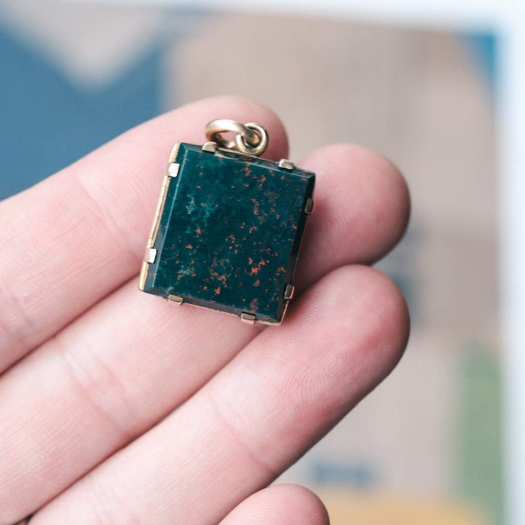 Victorian Bloodstone Locket - Lost Owl Jewelry