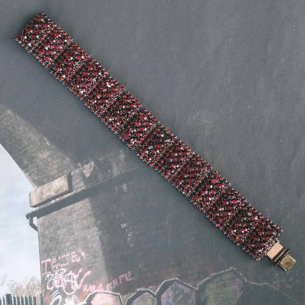 Victorian Bohemian Garnet Bracelet - Lost Owl Jewelry