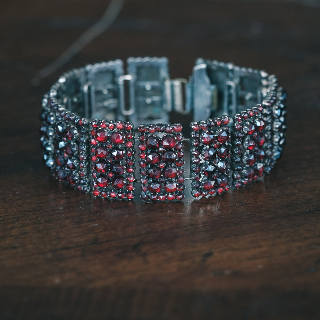 Victorian Bohemian Garnet Bracelet - Lost Owl Jewelry