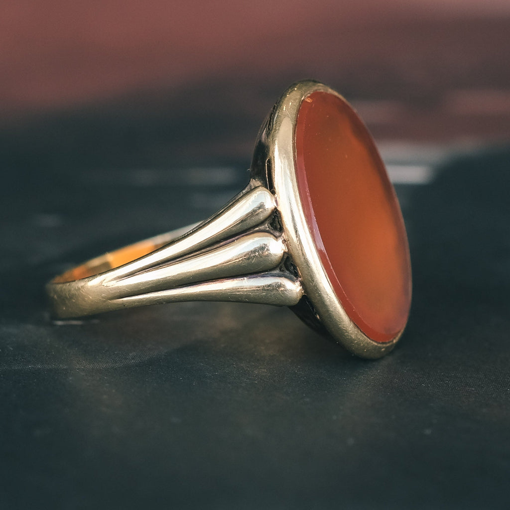 Victorian Carnelian Oval Signet Ring - Lost Owl Jewelry