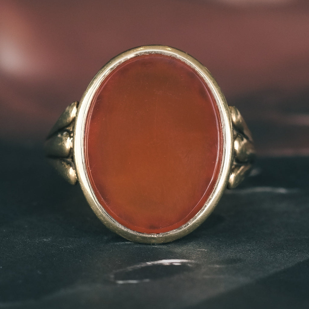 Victorian Carnelian Oval Signet Ring - Lost Owl Jewelry