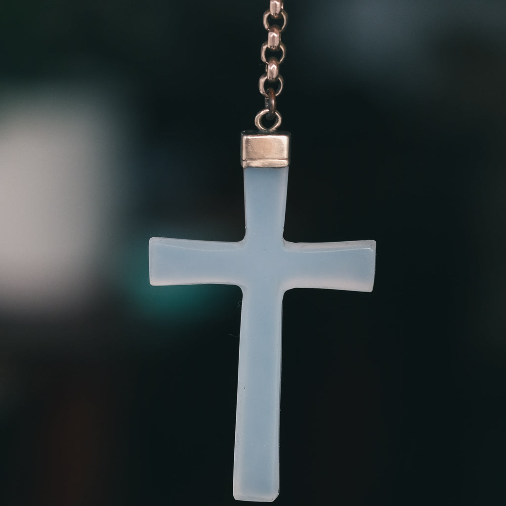 Victorian Chalcedony Cross Pendant - Lost Owl Jewelry