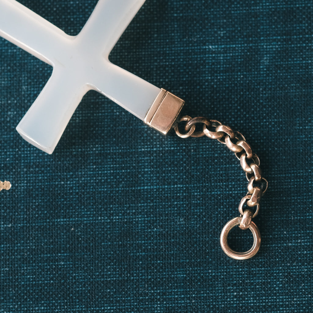 Victorian Chalcedony Cross Pendant - Lost Owl Jewelry