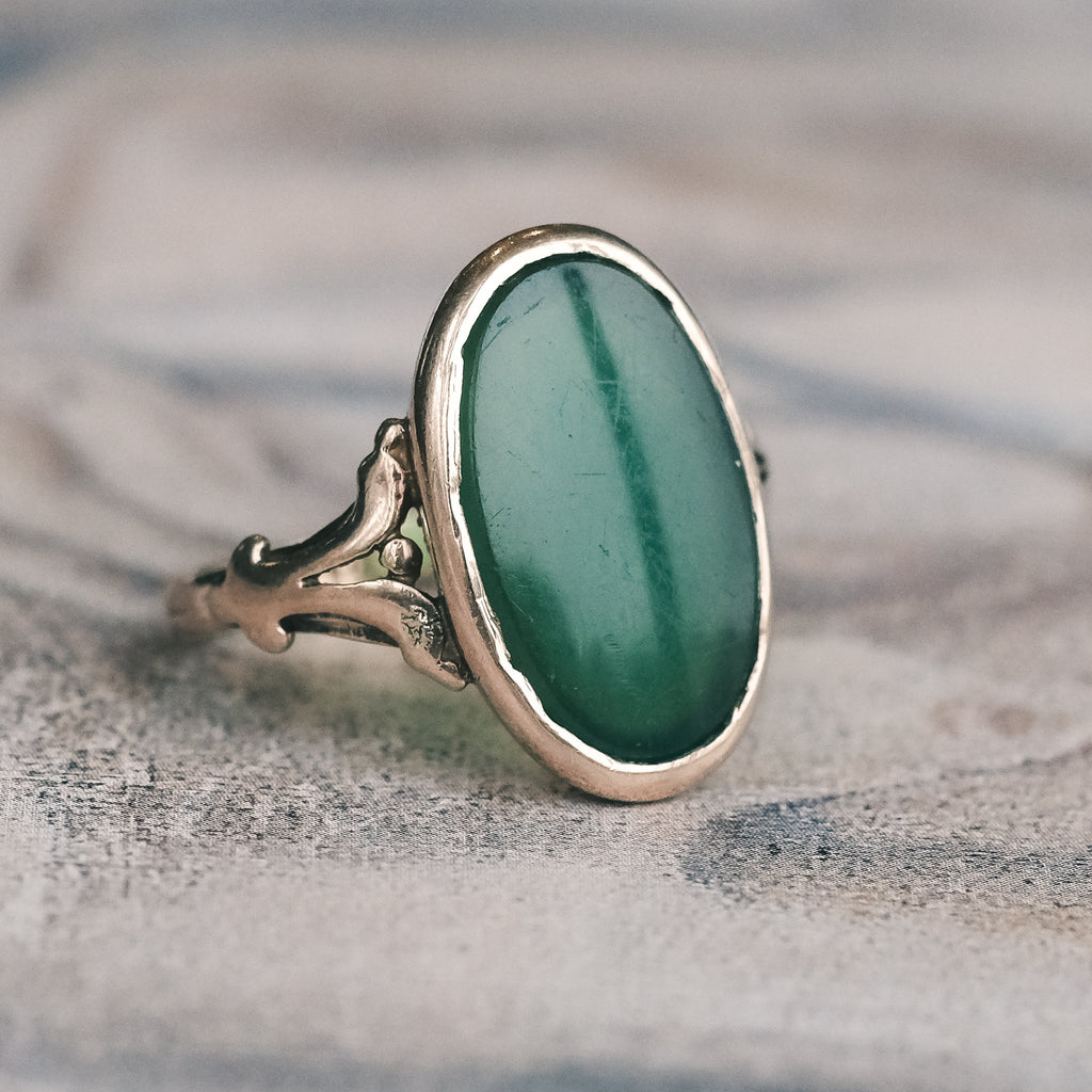 Victorian Chrysoprase Signet Ring - Lost Owl Jewelry